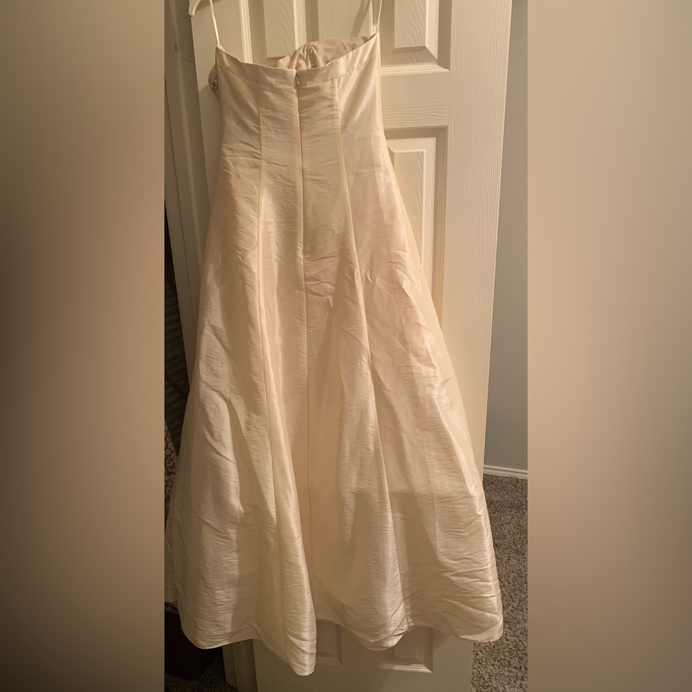 Champagne strapless formal dress with jeweled detail - Picture 4 of 15
